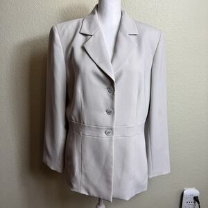 Kasper Petite Women's Blazer Beige‎ Size 12P Lined Career Business Button